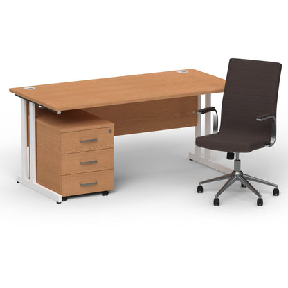 Impulse 1600mm Cantilever Straight Desk With Mobile Pedestal and Ezra Brown Executive Chair