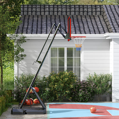 SPORTNOW 2.4-2.9m Adjustable Basketball Hoop and Stand with Weighted Base, Portable on Wheels, Red 