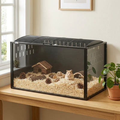 PawHut Hamster Cage Steel Chewproof with Openable Top, Deep Burrow for Dwarf Syrian Hamster, Gerbil, Rats, 105 x 51 x 53 cm 