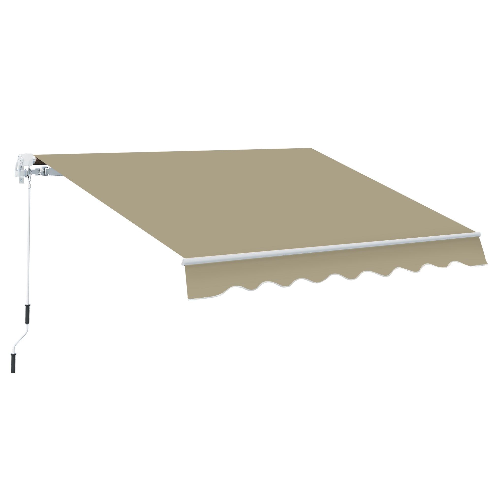Outsunny 2.5x2 m Manual Retractable Awning-Beige Canopy/White Frame 