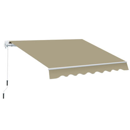 Outsunny 2.5x2 m Manual Retractable Awning-Beige Canopy/White Frame 