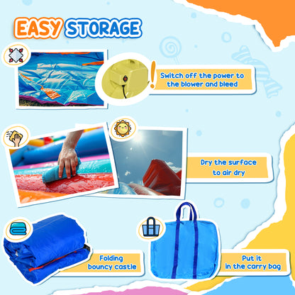 Outsunny Kids Bounce Castle Inflatable House with Trampoline Pool Climbing Wall with Inflator Carrybag, 2.8 x 1.7 x 1.55m 