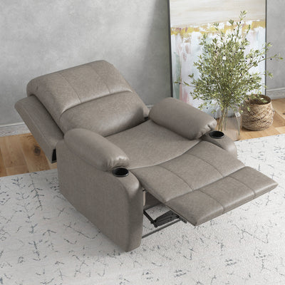HOMCOM Recliner Chair, Microfibre Reclining Chair with Adjustable Leg Rest, Cup Holders, Recliner Armchair for Home Living Room, Brown 