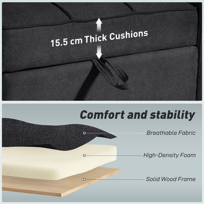 HOMCOM 3-in-1 Single Sofa Bed, Convertible Sleeper Chair Bed - Black 