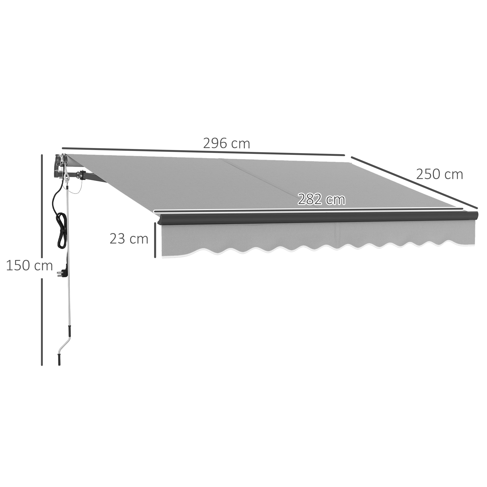 Outsunny 3 x 2.5m Electric Awning with Remote Controller, Aluminium Frame DIY Retractable Awning, UV30+ Sun Shade Canopy for Garden Patio Deck Door Window, Light Grey 
