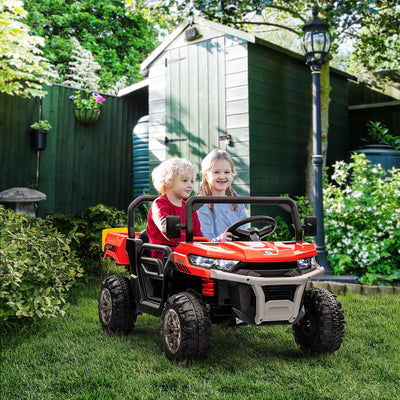 HOMCOM 12V 2 Seater Kids Electric Ride-On Car with Electric Bucket, Remote Control - Red 