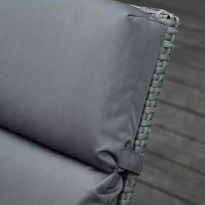 Outsunny Set of 2 Sun Lounger Cushions, Replacement Cushions for Rattan Furniture with Ties, 196 x 55 cm, Dark Grey 