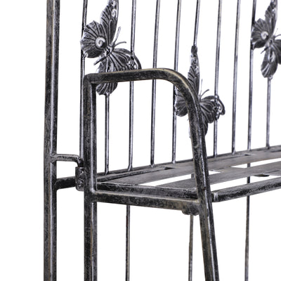 Outsunny Indoor Outdoor Freestanding 3-Tier Garden Plant Stand Metal Flower Display Rack for Potted Plants Balcony Décor 44L x 25W x 96H cm 