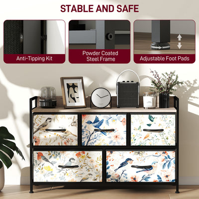 HOMCOM 5-Drawer Chest of Drawers - White 
