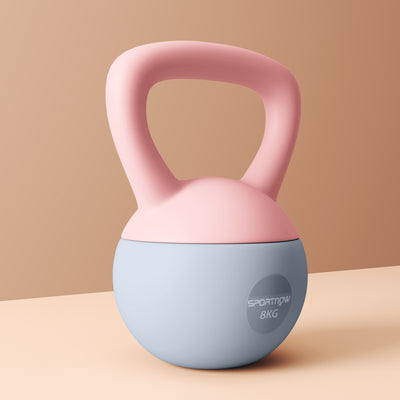 SPORTNOW 8KG Soft Kettlebell, Kettlebell with Non-Slip Handle for Home Gym, Weight Lifting, Strength Training, Pink/Grey 