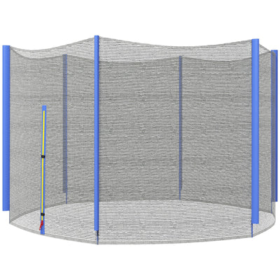 SPORTNOW 10ft Trampoline Net Replacement with 6 Plastic Pole Covers, Weather-Resistant Trampoline Netting Replacement with Zipped Entrance, Poles Not Included, Blue 