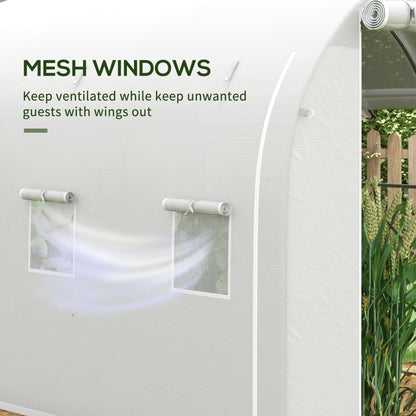 Outsunny 296 x 196cm Steel Frame Polytunnel Greenhouse - White 