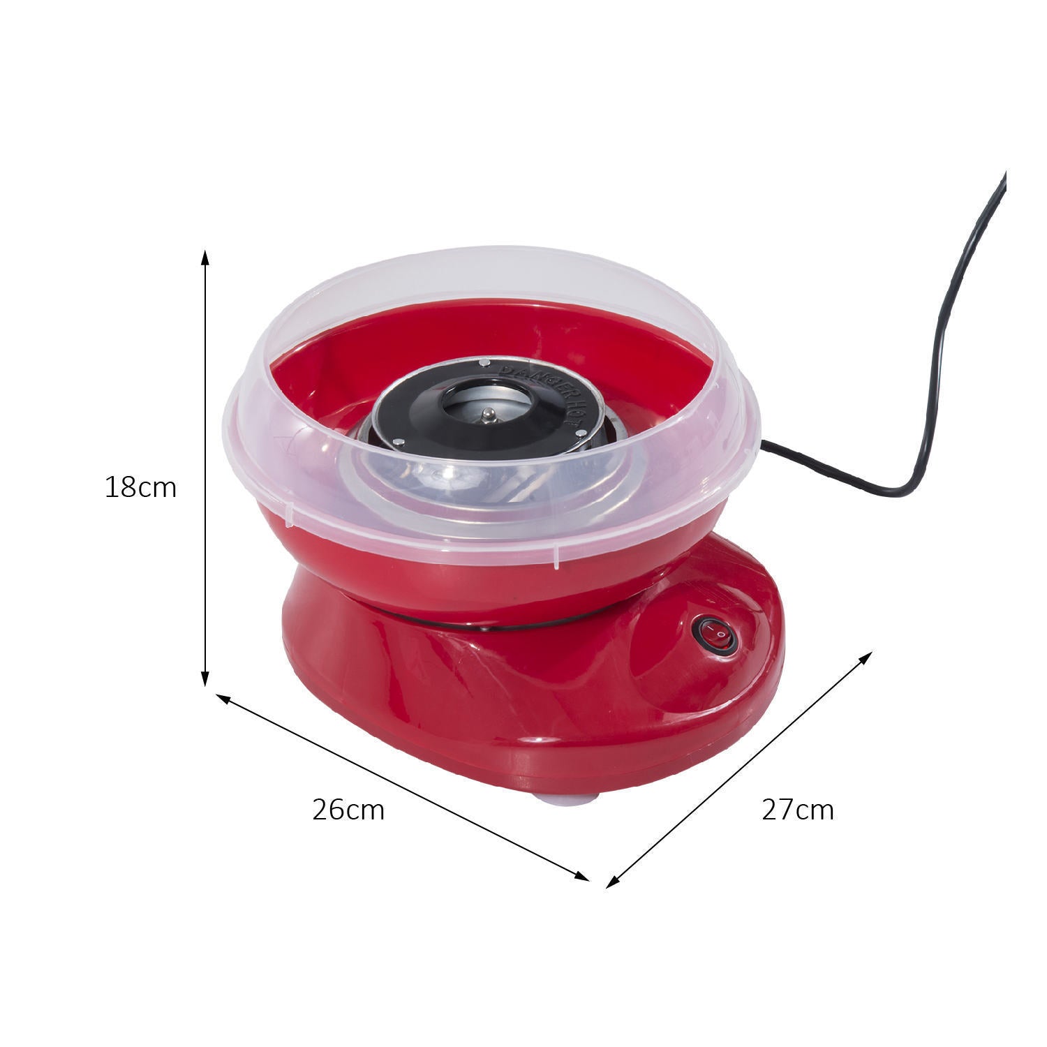 HOMCOM Candy Floss Machine Electric Cotton Candy Maker Gadgetry 450W (Red) 