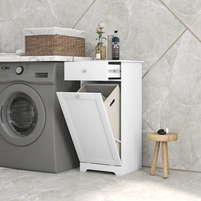 HOMCOM Single Hamper Laundry Storage Cabinet - White 