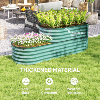 Outsunny Two-Tier Galvanised Steel Garden Planter - Dark Green 