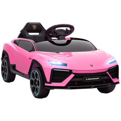 AIYAPLAY 12V Licensed Lamborghini Electric Cars for Kids, Ride On Car with Remote Control for 3-6 Years Old, Pink 