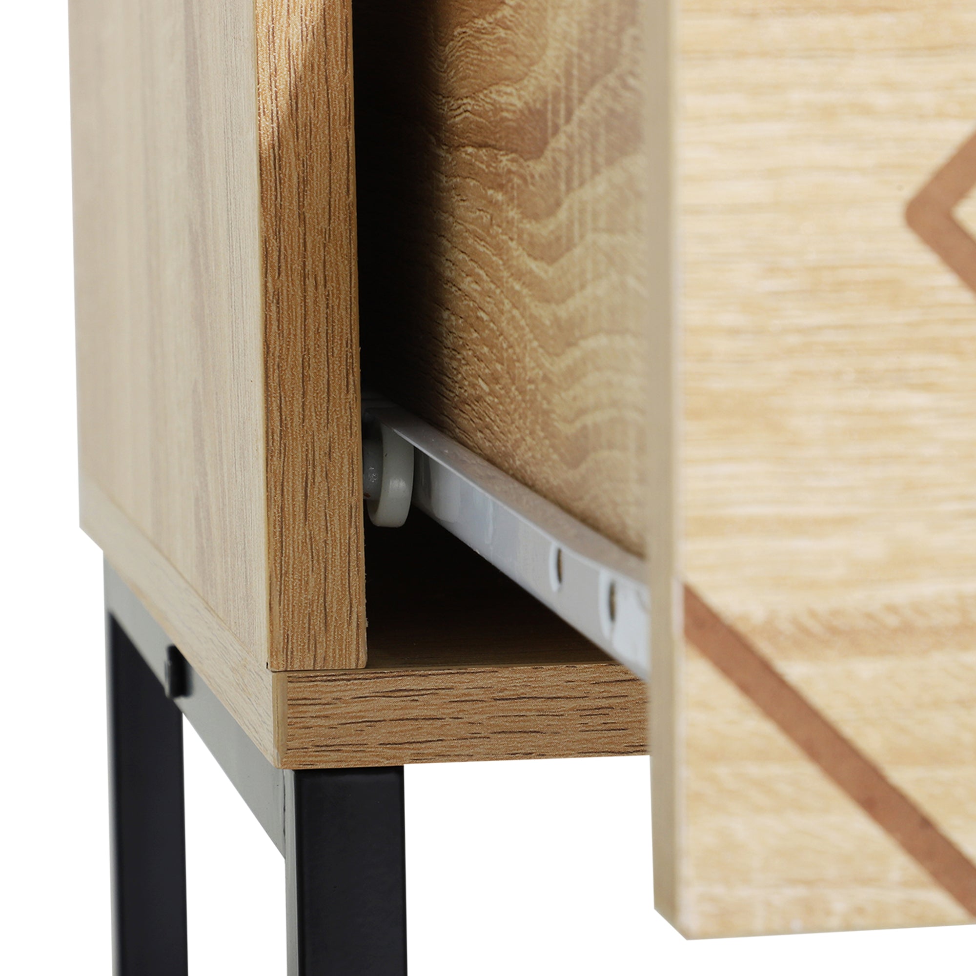 HOMCOM Bedroom Chest of Drawers, 6 Drawer Dresser, Sideboard Cabinet with Zigzag Design and Metal Base, Storage Drawer Unit, 120x71cm, Natural 
