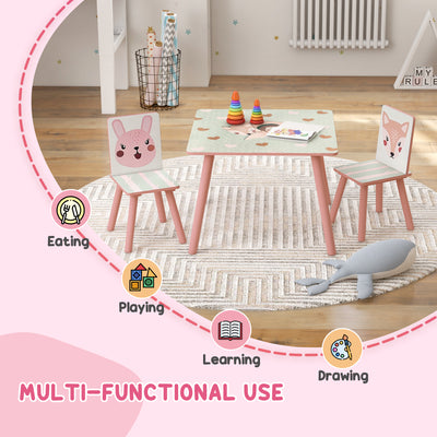 ZONEKIZ Kids and Table Chairs, Children Desk with Two Chairs, Toddler Furniture Set, for Ages 3-6 Years - Pink 