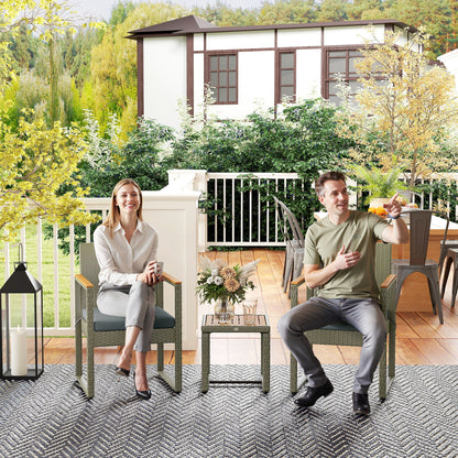 Outsunny Three-Piece Rattan Chair Set - Grey