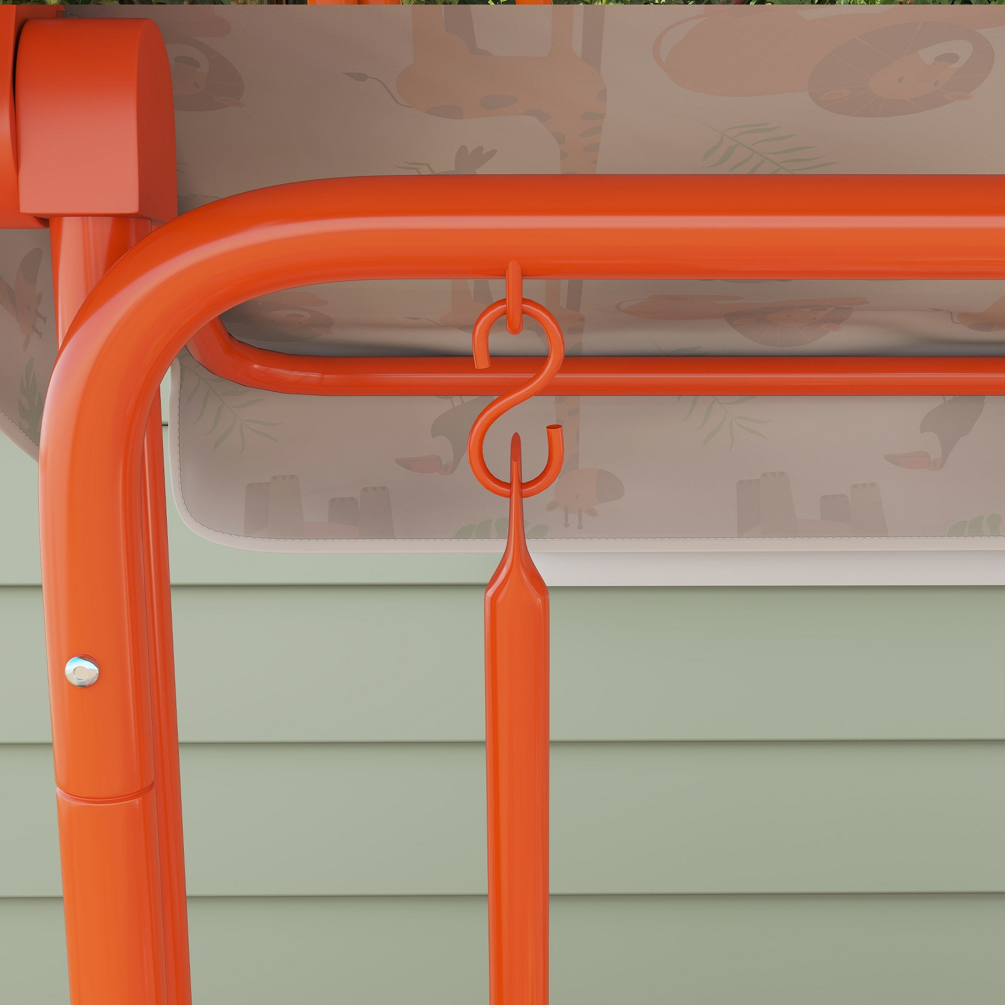 AIYAPLAY Kids Porch Swing, 2-Seater Patio Swing Bench Hammock with Seat Belts, Adjustable Canopy for Garden, Orange 