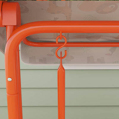 AIYAPLAY Kids Porch Swing, 2-Seater Patio Swing Bench Hammock with Seat Belts, Adjustable Canopy for Garden, Orange 