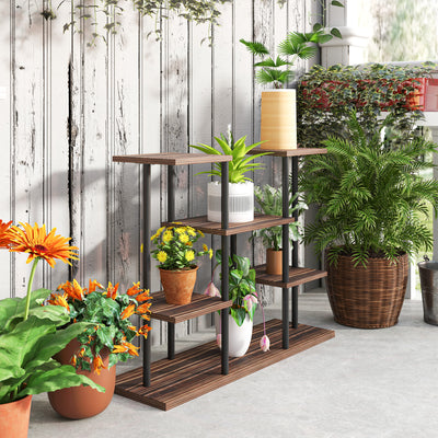 Outsunny Four-Tier Wooden Shelf Plant Stand 