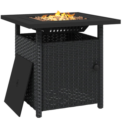 Outsunny 72.5 x 72.5cm 50,000 BTU Fire Pit Table, with Cover - Black 