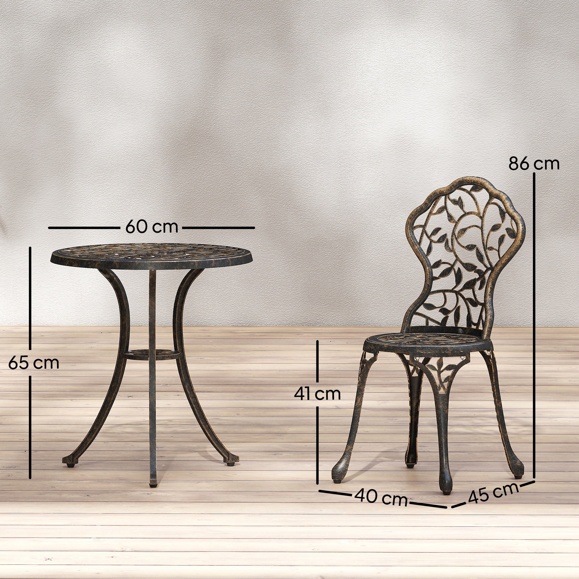 Outsunny 3 Pcs Aluminium Bistro Set Garden Furniture Dining Table Chairs Outdoor Seat Patio Seater Brown 