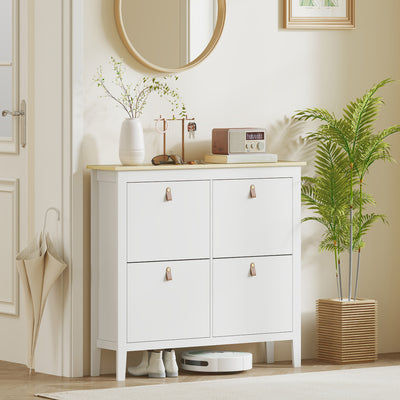 HOMCOM Modern Four-Drawer Shoe Cabinet - White 