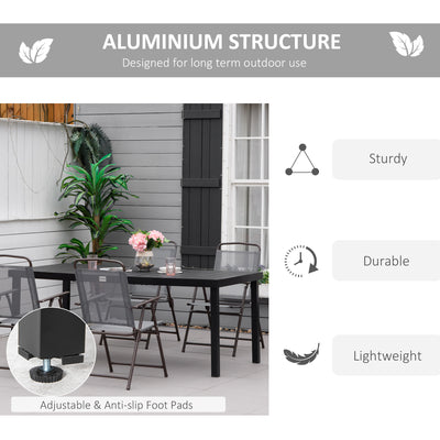 Outsunny Aluminium Outdoor Garden Dining Table for 8 People, Faux Wood Top, for Garden, Patio, 190 x 90 x 74cm, Black 