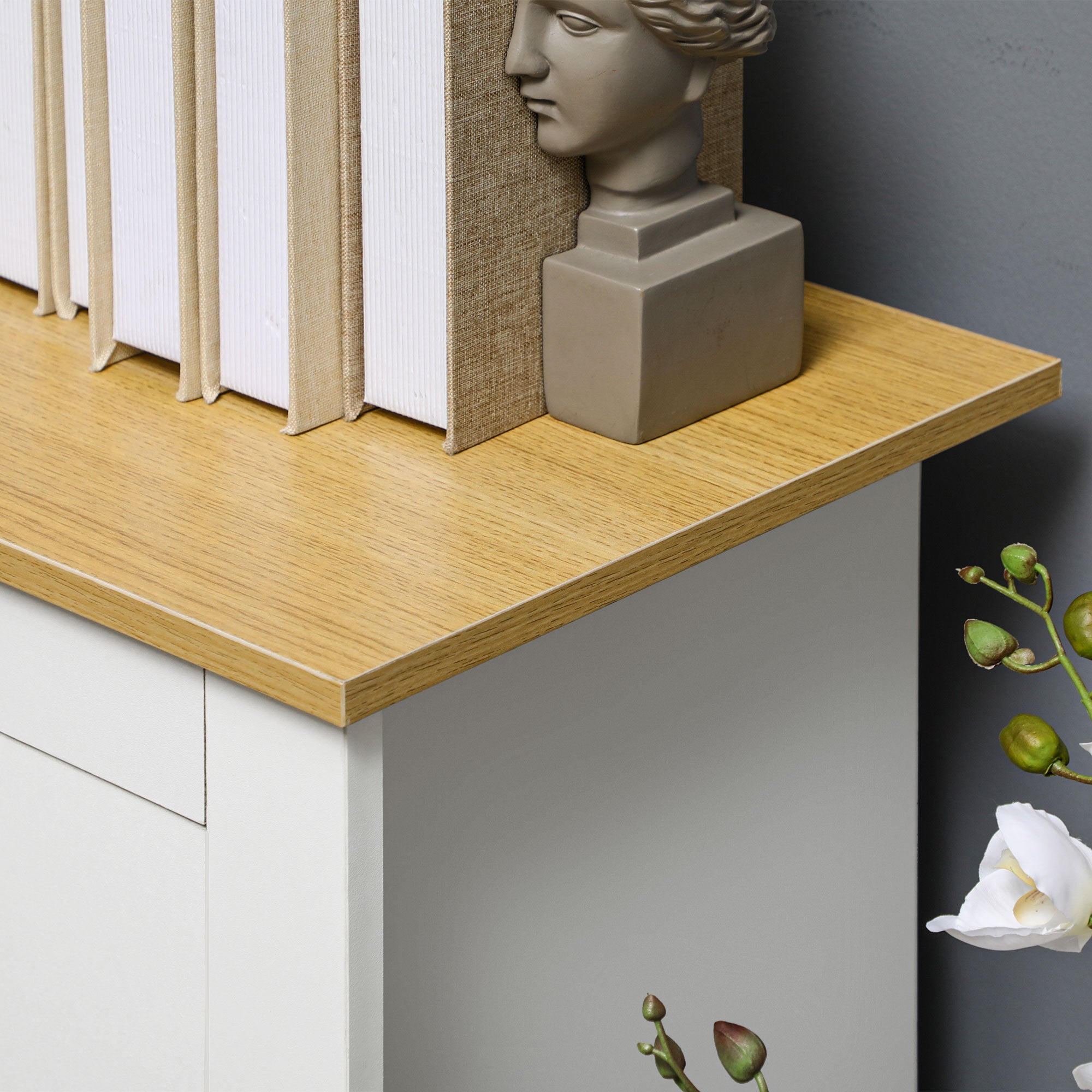 HOMCOM Sideboard Storage Cabinet, Modern Kitchen Cupboard with Double Doors and Drawers for Dining Room, Living Room and Entryway, White 