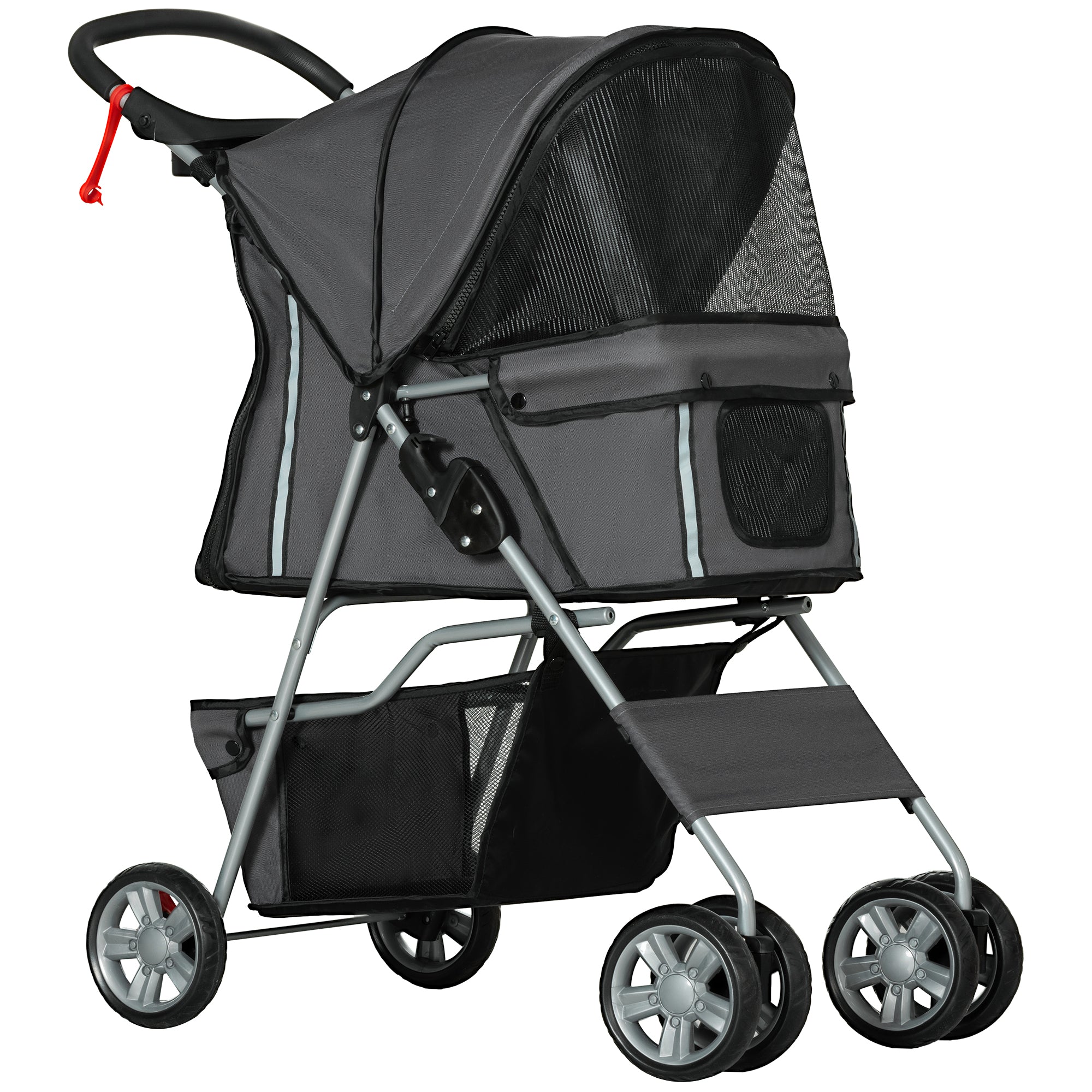PawHut Foldable Pet Stroller for Small and Miniature Dog, Dark Grey 