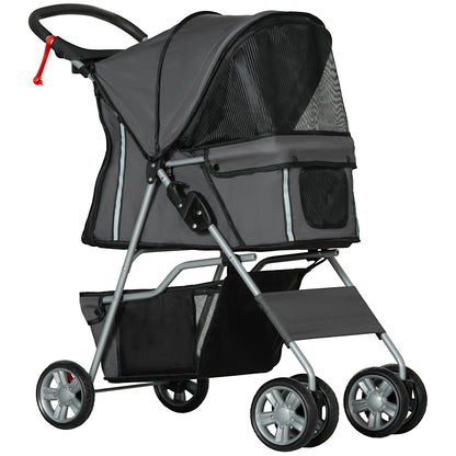 PawHut Foldable Pet Stroller for Small and Miniature Dog, Dark Grey 