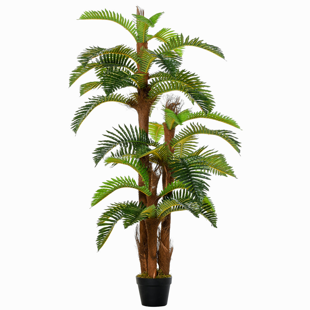 Outsunny Artificial Plant Tropical Palm in Pot, Fake Plants for Home Indoor Outdoor Decor, 150cm, Green 