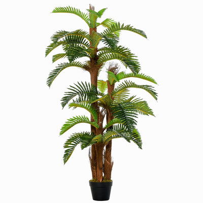 Outsunny Artificial Plant Tropical Palm in Pot, Fake Plants for Home Indoor Outdoor Decor, 150cm, Green 