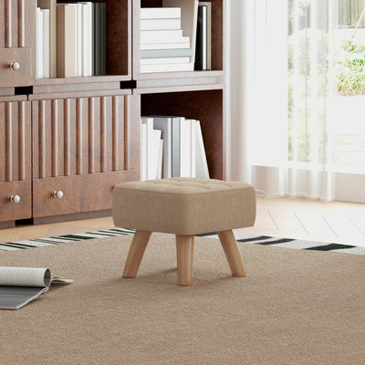 HOMCOM Linen-Look Square Padded Footstool - Brown 