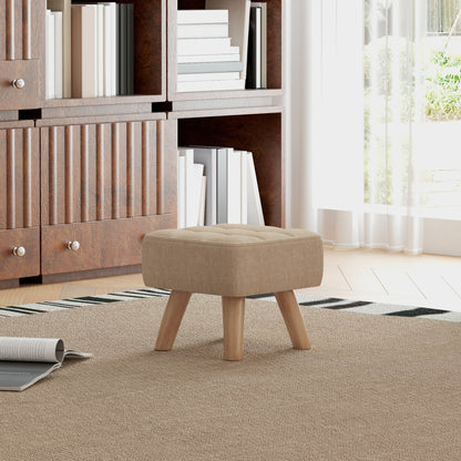 HOMCOM Linen-Look Square Padded Footstool - Brown 
