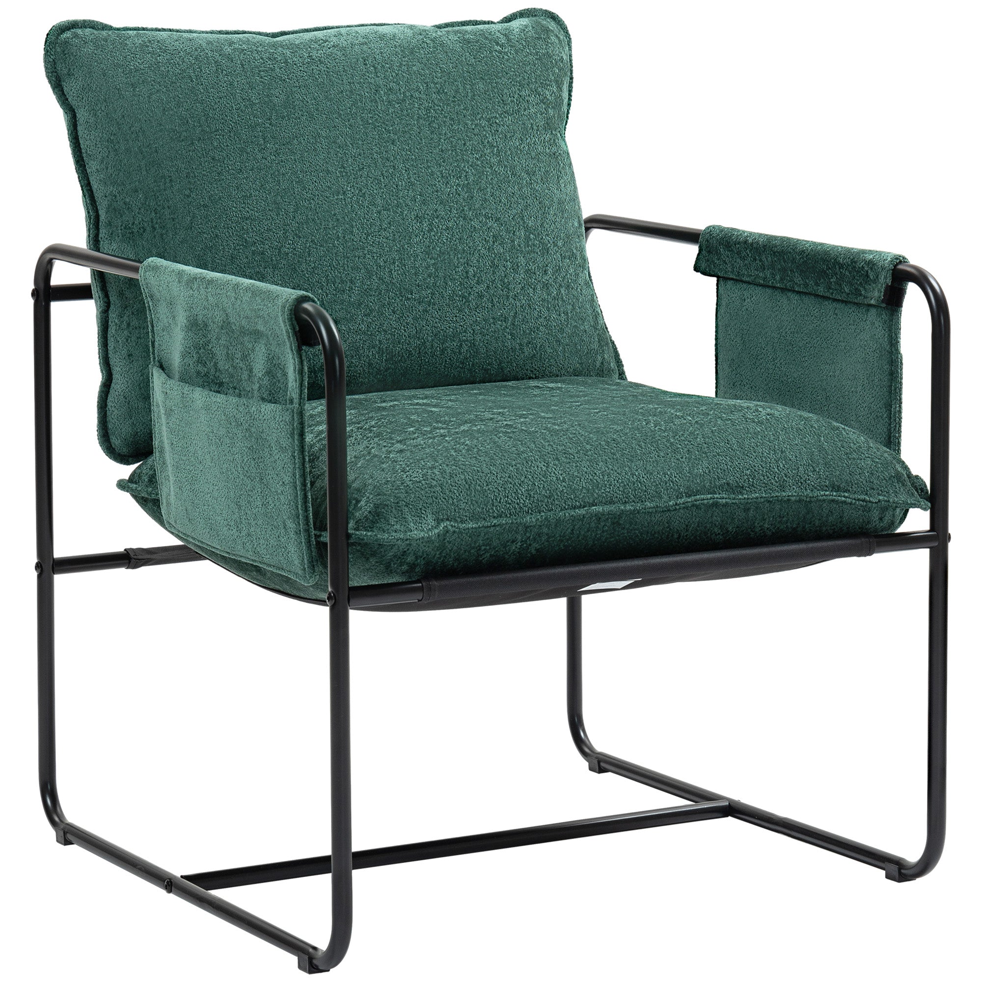 HOMCOM Minimal Padded Accent Chair, with Pockets - Green 