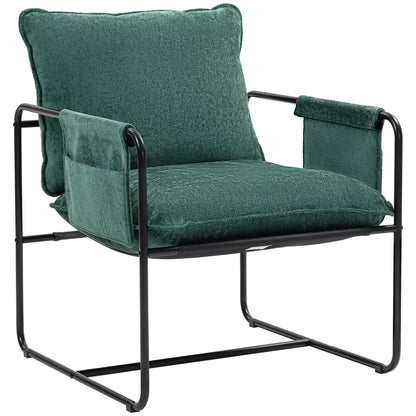 HOMCOM Minimal Padded Accent Chair, with Pockets - Green 