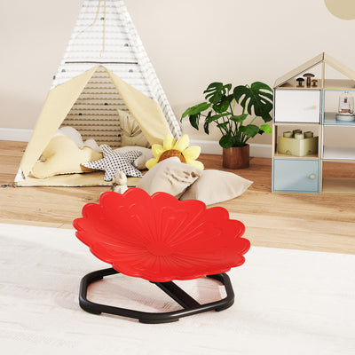 AIYAPLAY Flower-Shaped Sensory Spinning Chair with Non-Slip Base for Balance/Coordination, Red 