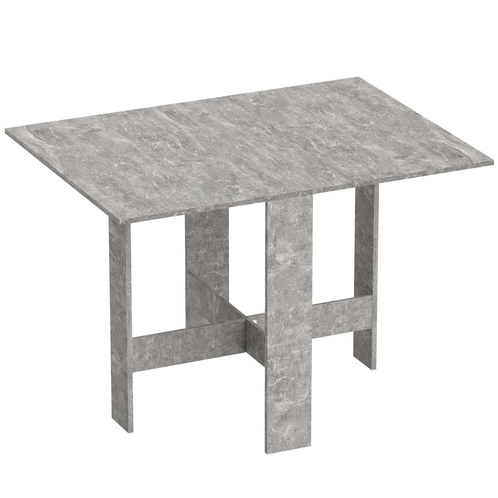 HOMCOM Folding Dining Table, Space-Saving Drop Leaf Kitchen Table for 4-6 People Grey 