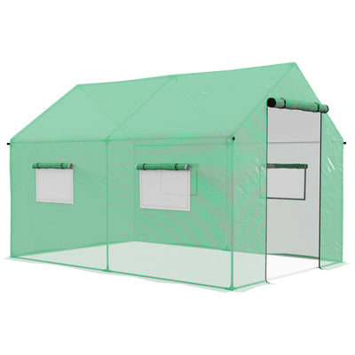 Outsunny Polyethylene Walk-in Polytunnel Greenhouse, 2 x 3(m), Green 