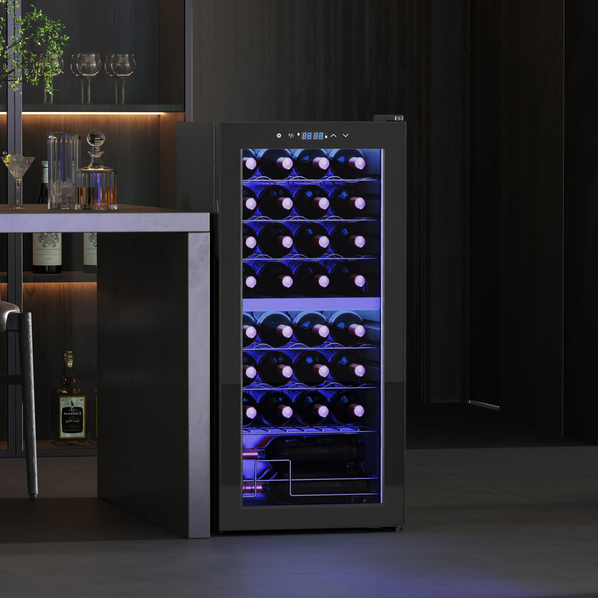 HOMCOM 32 Bottle Dual Zone 5-18\'e2\'84\'83 Wine Fridge - Black 