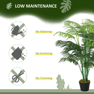 Outsunny 125cm/4FT Artificial Palm Plant Decorative Tree with Nursery Pot, Fake Plastic Indoor Outdoor Home Office Décor, Green 
