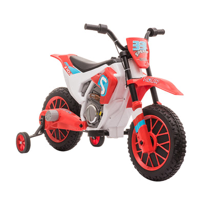 HOMCOM 12V Kids Electric Motorcycle Ride-On, with Training Wheels, for Ages 3-6 Years - Red 