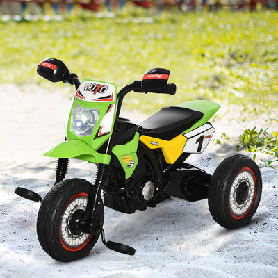 HOMCOM Toddler Pedal Motorcycle Kids Ride On Tricycle Early Learning w/ Music Lights Handlebar Stickers Exercise Boys Girls Gift for Kids 18 - 36 Months Green 