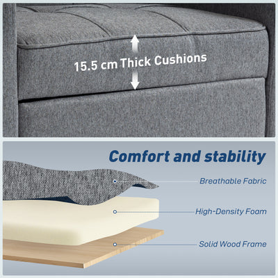 HOMCOM 3-in-1 Single Sofa Bed, Convertible Sleeper Chair Bed - Dark Grey 