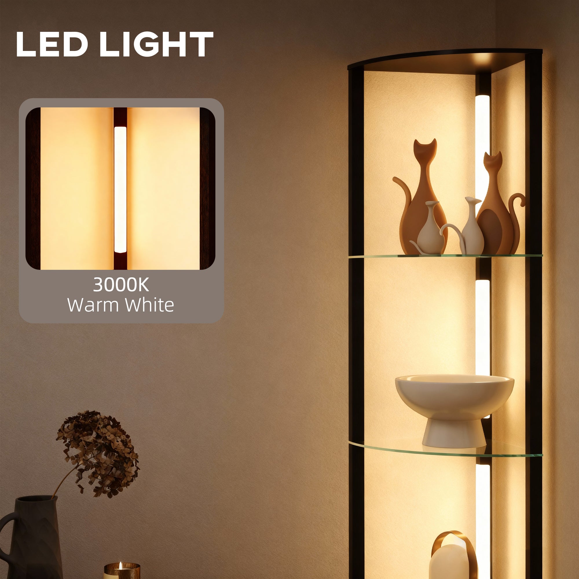 HOMCOM LED Floor Lamp with Shelves, Dimmable Standing Lamp with Foot Switch for Living Room, Bedroom, Black 