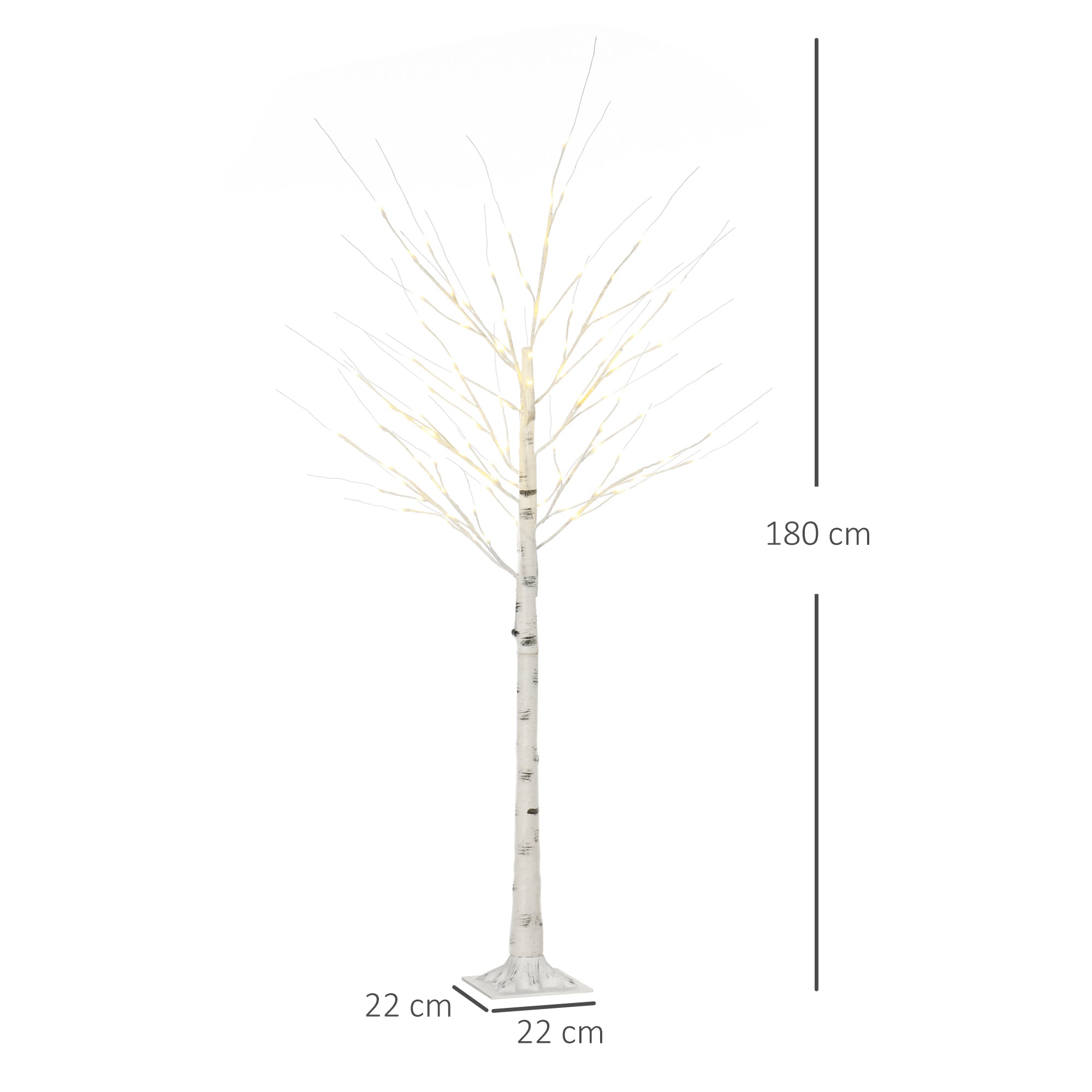 HOMCOM 6ft Artificial White Birch Tree Light with Warm White Pre-Lit LED Light for Indoor and Covered Outdoor Use 