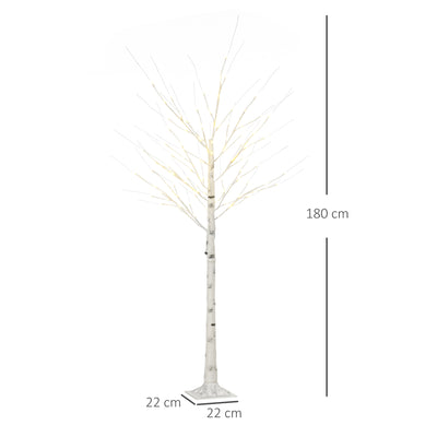 HOMCOM 6ft Artificial White Birch Tree Light with Warm White Pre-Lit LED Light for Indoor and Covered Outdoor Use 
